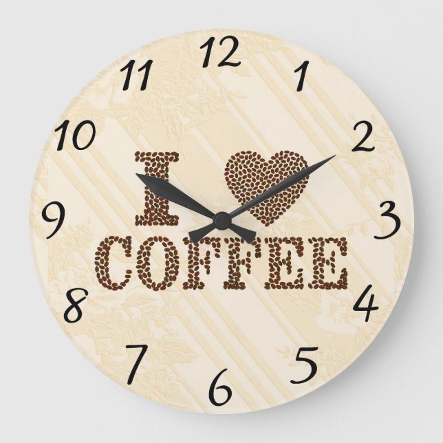 I Love Coffee Wall Clock (Front)