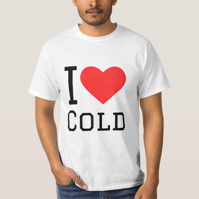 I love cold square sticker T-Shirt (Front)