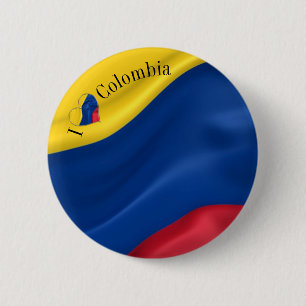 I Love Colombia Flag 6 Cm Round Badge