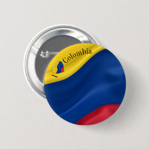 I Love Colombia Flag 6 Cm Round Badge
