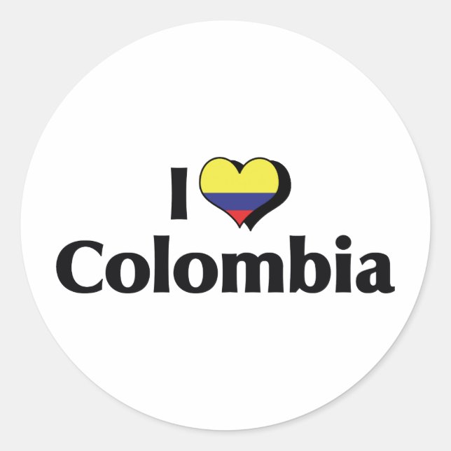I Love Colombia Flag Classic Round Sticker (Front)