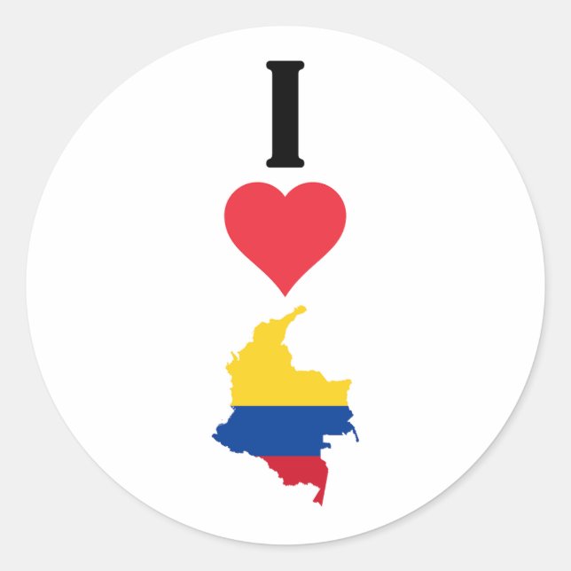I Love Colombia Vertical I Heart Country Flag Map Classic Round Sticker (Front)