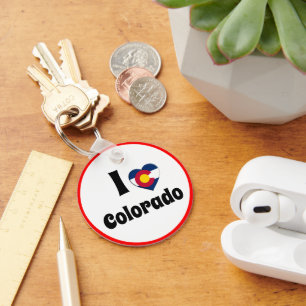 I love Colorado & Colorado Heart - travel / sports Key Ring