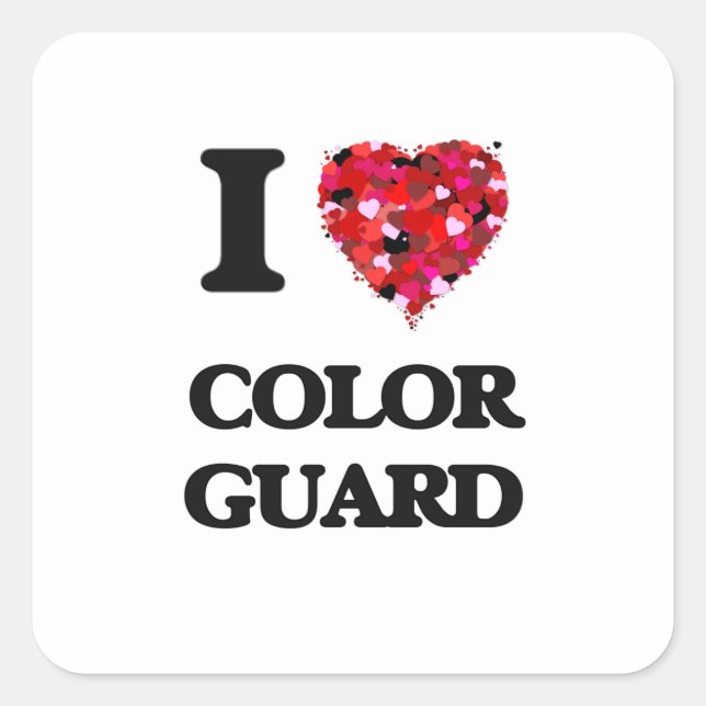 I Love Colour Guard Square Sticker (Front)