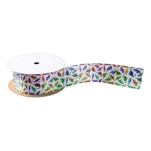 I Love Colourful Dinosaurs Ribbon Satin Ribbon