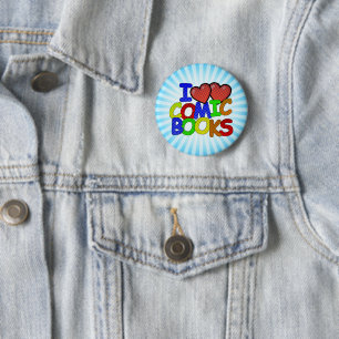 I Love Comic Books 6 Cm Round Badge
