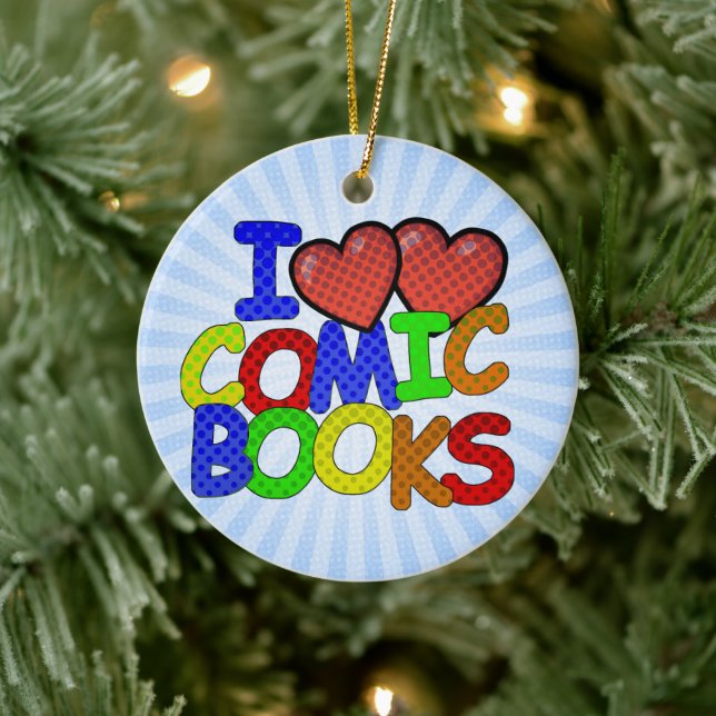 I Love Comic Books Ceramic Ornament (Tree)