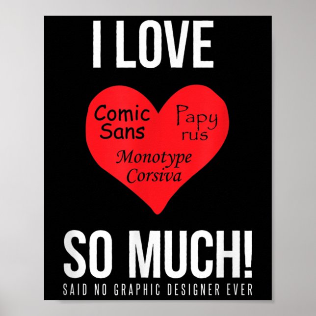 I Love Comic Sans So Much! Said No Graphic Designe Poster (Front)
