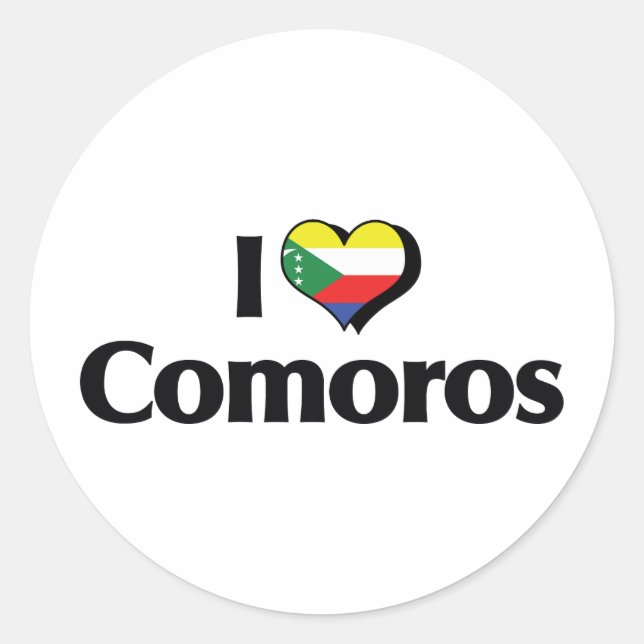 I Love Comoros Flag Classic Round Sticker (Front)