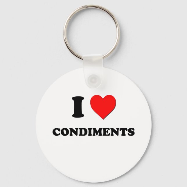 I Love Condiments ( Food ) Key Ring (Front)