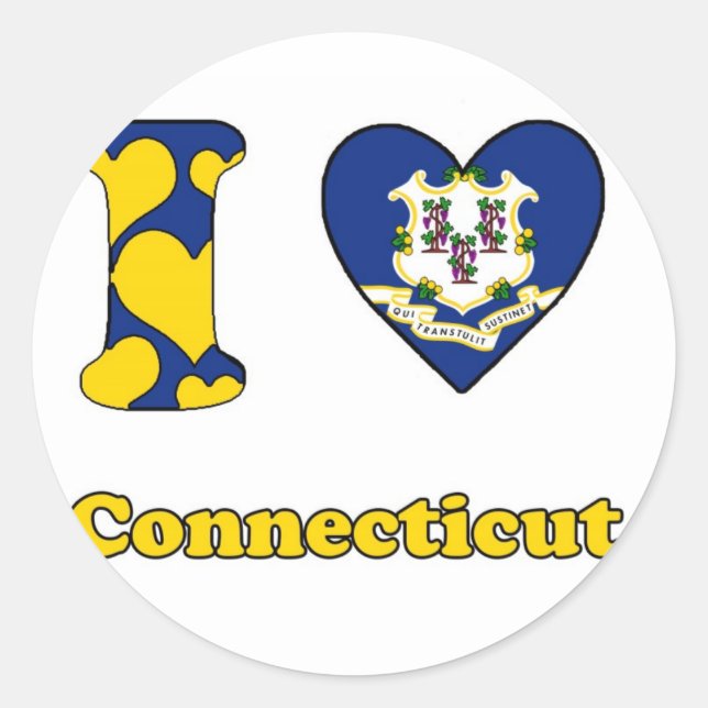 I love Connecticut Classic Round Sticker (Front)