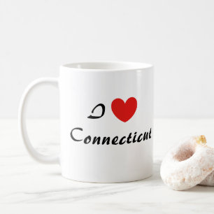 I Love Connecticut Heart Typography Coffee Mug