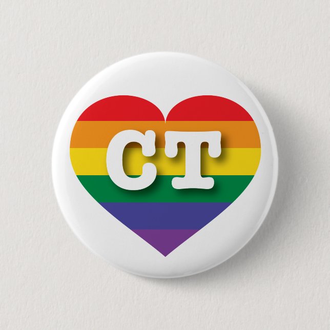 I Love Connecticut Rainbow Heart 6 Cm Round Badge (Front)