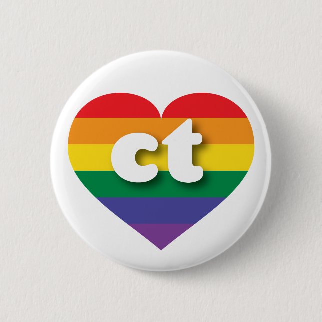 I Love Connecticut Rainbow Heart 6 Cm Round Badge (Front)