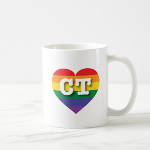 I Love Connecticut Rainbow Heart Coffee Mug