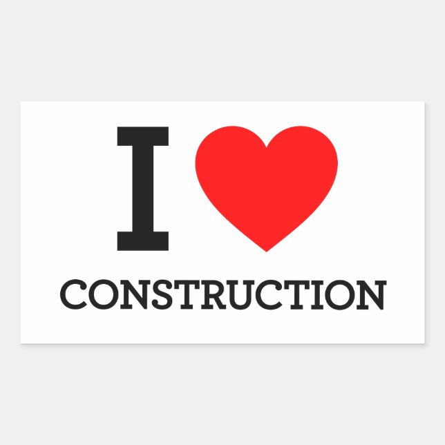 I Love Construction Rectangular Sticker (Front)