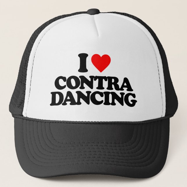 I LOVE CONTRA DANCING TRUCKER HAT (Front)