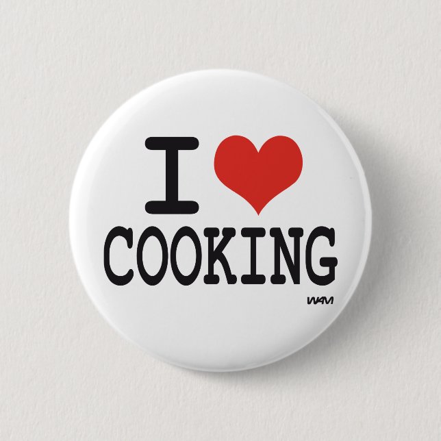 I LOVE COOKING 6 CM ROUND BADGE (Front)