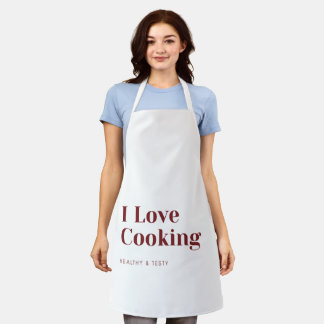 I Love Cooking Apron Healthy & Tasty Kitchen Wear