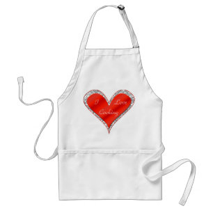 I Love Cooking Valentine's Day Heart Apron