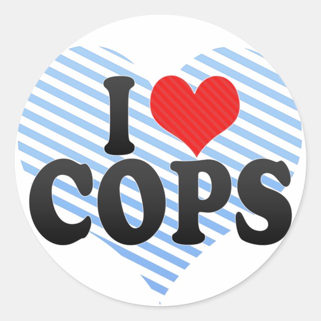 I Love COPS Classic Round Sticker (Front)