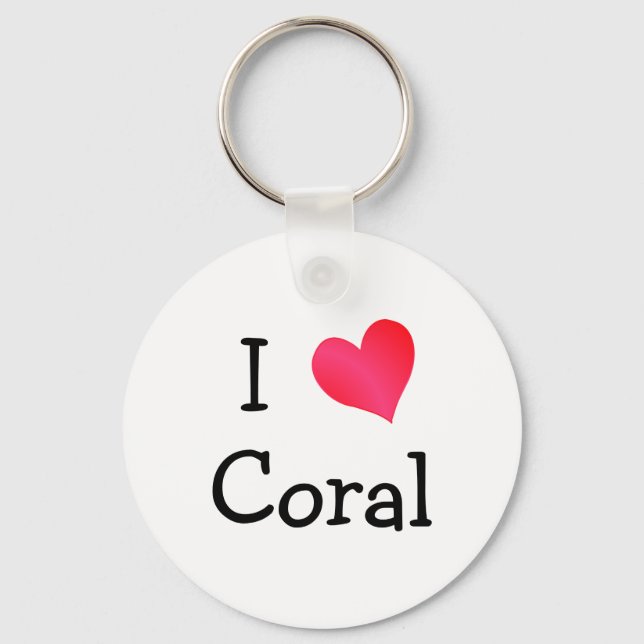 I Love Coral Key Ring (Front)