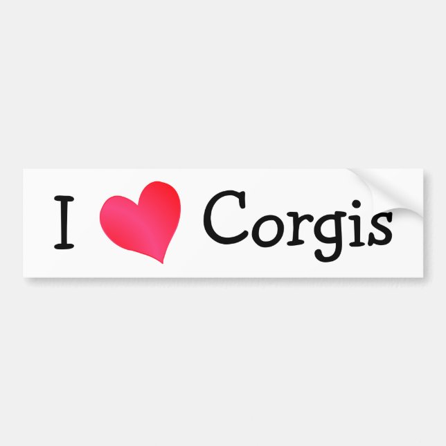 I Love Corgis Bumper Sticker (Front)
