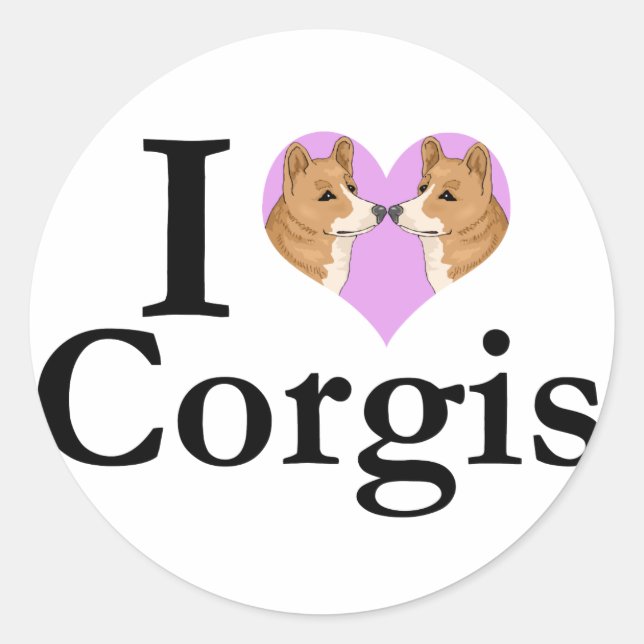 I Love Corgis Classic Round Sticker (Front)
