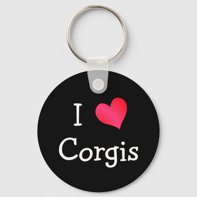 I Love Corgis Key Ring (Front)