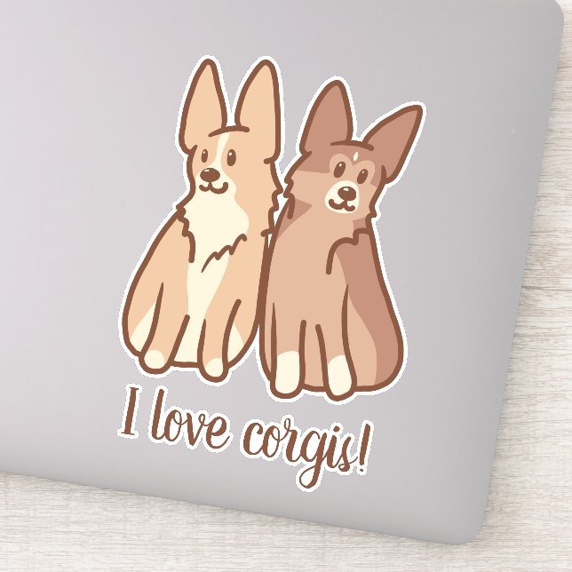 "I Love Corgis!" Two Cute Corgis (Detail)