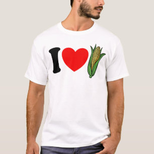 I Love Corn Red Heart Funny Corn Lover I Love Corn T-Shirt