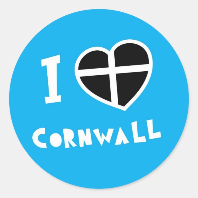 I love Cornwall Classic Round Sticker (Front)