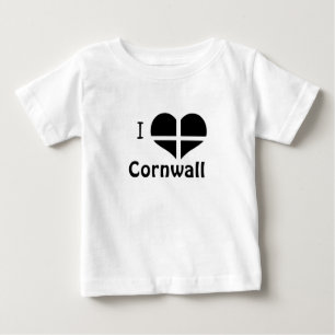 I Love Cornwall St Piran Flag Heart Design Baby T-Shirt