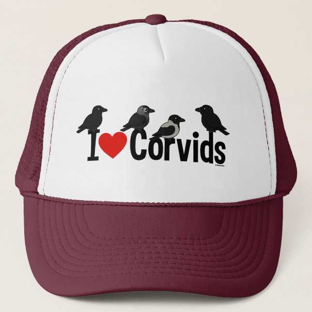 I Love Corvids Trucker Hat (Front)