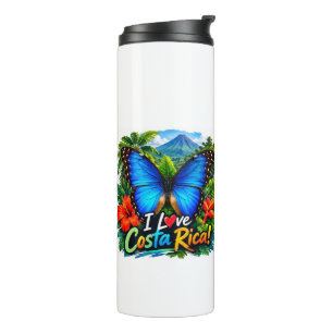 I Love Costa Rica Blue Morpho and Toucan Thermal Tumbler