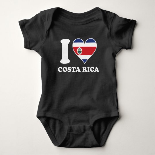I Love Costa Rica Costa Rican Flag Heart Baby Bodysuit