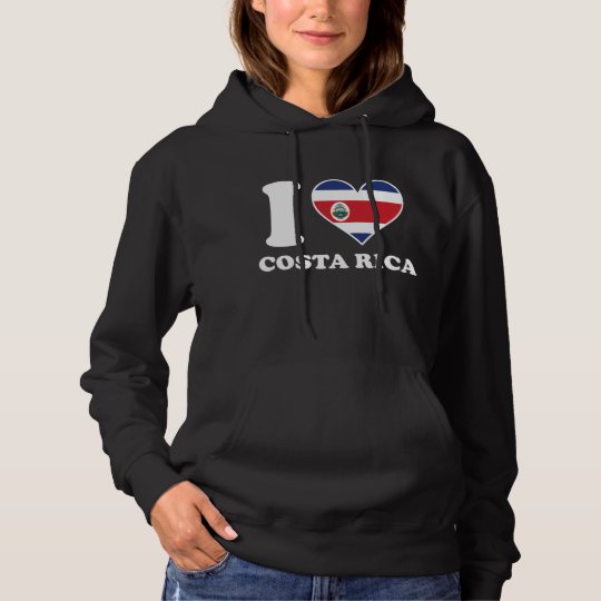I Love Costa Rica Costa Rican Flag Heart Hoodie