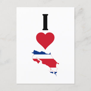 I Love Costa Rica Vertical Heart Country Flag Map Postcard