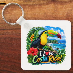 I Love Costa Rica Yellow Throated Toucan Key Ring