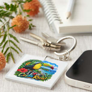 I Love Costa Rica Yellow Throated Toucan Key Ring