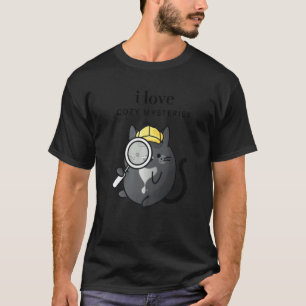 I Love Cosy Mysteries Tuxedo Cat Detective T-Shirt