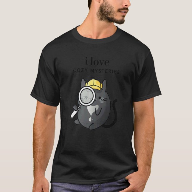 I Love Cosy Mysteries Tuxedo Cat Detective   T-Shirt (Front)