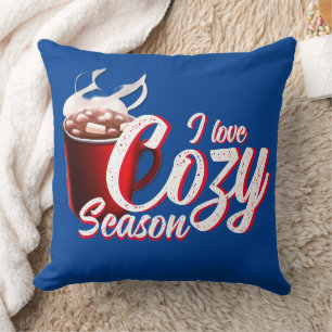I Love Cosy Season Blue Cushion