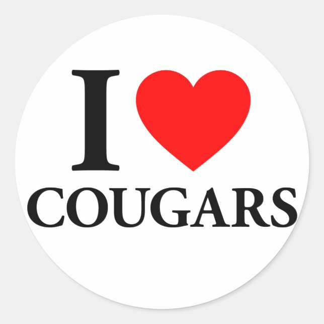 I Love Cougars Classic Round Sticker (Front)