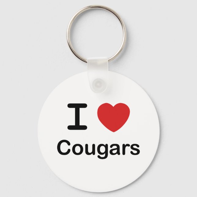 I Love Cougars Key Ring (Front)