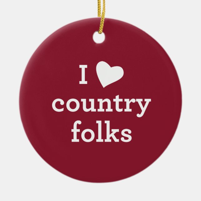 I Love Country Ceramic Tree Decoration (Front)