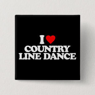 I LOVE COUNTRY LINE DANCE 15 CM SQUARE BADGE