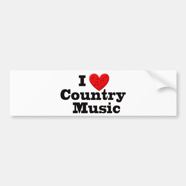 I Love Country Music Bumper Sticker (Front)