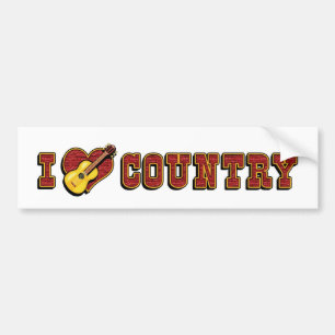 I Love Country Music Bumper Sticker