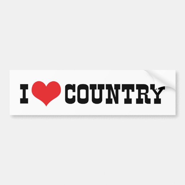 I Love Country Music Bumper Sticker (Front)